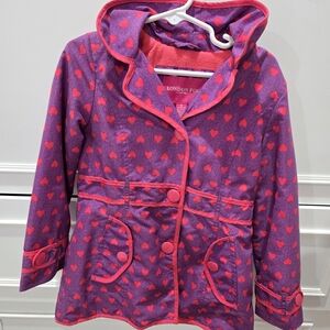 London Fog Purple Jacket with Red Heart Design